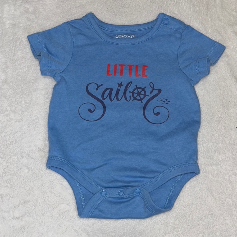 (3 for $10) Blue 0-3 months Onesie with Nautical Print 100% cotton